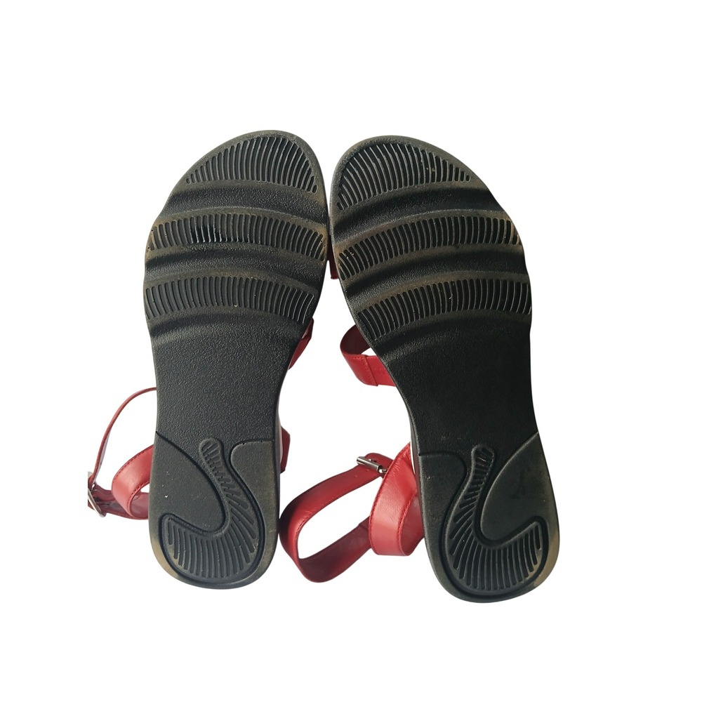 Steve Madden Womens Red Leather Ankle Strap Platform Wedge Sandals - Picture 7 of 7